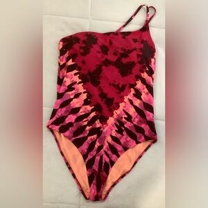 Aerie Pink and Red Tie Dye One Piece Swimsuit